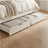 Homestyle4u Bettschubkasten 2x Bettkasten 83x63,5x16 Holz Aufbewahrung Schublade Weiß auf Rollen (Set, 2er Set), B/H/T 83x16x63 cm, Stauraum
