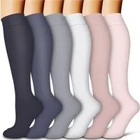 Mutig Kompressionsstrümpfe 6 Paar Kompressionsstrümpfe 15-30mmHg,Stützstrümpfe für Damen & Herren (für Flug, Sport, Laufen, Radsport, Krankenschwester,Schwangerschaft, 6 Paar Medizinstrümpfe für Krankenschwestern auf Flugreisen) Bunte Stützstrümpfe,A