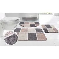 OTTO home Badematte Anna mit Kachelmuster, Badvorleger, Badezimmer Teppich, Duschvorleger, Höhe 20 mm, rutschhemmend beschichtet, strapazierfähig, Polyester, halbrund, Badteppich, Hoch-Tief Effekt, Modern, Weich