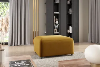 Polsterhocker Designerhocker Hocker MEGAN in Stoff Salvador Honiggelb