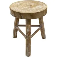 Spetebo Blumenhocker Holz mit 3 Beinen white washed - Ø 35 cm (Stück, 1 St., 1), Massivholz