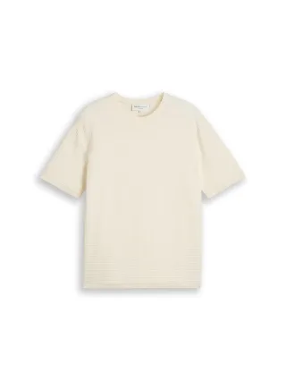Denim Tom Tailor - Relaxed Fit Strickpullover aus Baumwolle gardenia white - Gr. - XL