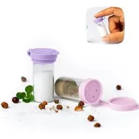 LEKKABOX Salzstreuer Mini 5ml Salzstreuer To Go, 2er Set - Salty kleine aus Glas mit Deckel, Aus Glas und extra klein, nur 4,4 cm – auch ideal für Zucker & Zimt!