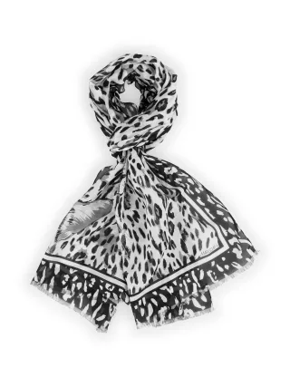 Marc Cain Sports - Bedruckter Schal aus Baumwolle-Seide white and black