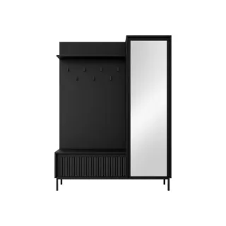 Mirjan24 Garderobe-Set, Schwarz, Metall, 5 Fächer, Rechteckig, Gittergestell, 135x180x40 cm, Garderobe, Garderoben-Set & Garderoben-Serien, Garderoben-Sets