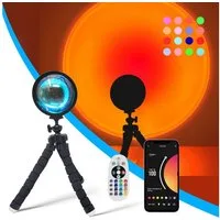 TUWENA LED Nachtlicht Sunset Lamp, 16 Modi Bunte Projection Lamp, Rainbow Projektionslampe, mit 360°Drehung und Stativ für Party Themen Schlafzimmerdekoration