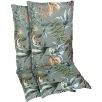 GO-DE Hochlehnerauflage, (Spar-Set, 2 St), Blätter / Beeren grün - Maße BxLxH ca.: 50 cm x 120 cm x 7 cm