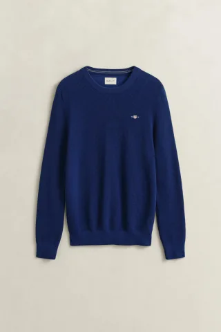GANT - Rundhalspullover aus strukturierter Baumwolle rich navy - Gr. - L