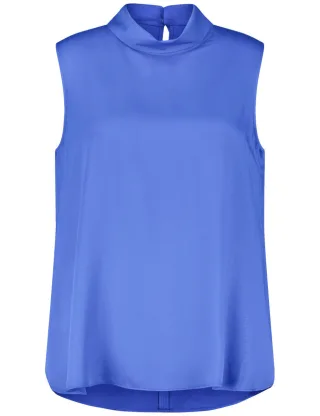SAMOON - Ärmellose Bluse mit Stehkragen blau - Gr. - 48