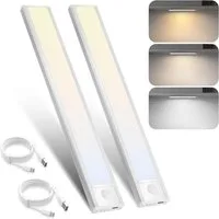 ZMH LED Unterbauleuchte mit Bewegungsmelder Aufladbar Schranklicht USB 1500mAh Flur Cabinet, Augenschutz, Einfache Installtion, LED fest integriert, 3000-6500K, 20CM Dimmbar 3 Farbtemperatur Schrankleuchte Schlafzimmer