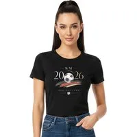 Banco T-Shirt Fußball Top Sommershirt Damen WM 2026 Rundhals Basic (Einzelteil) „WM 2026 Print mit Fußballmotiv und Deutschland-Design“