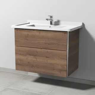 Sanipa 3way Waschtischunterbau zu Duravit Starck 3 Waschtisch mit 2 Auszügen, Eiche-Tabak BR71150