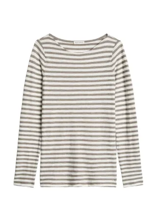 Marc OPolo Casual - Gestreiftes Langarmshirt beige/grau - Gr. - M