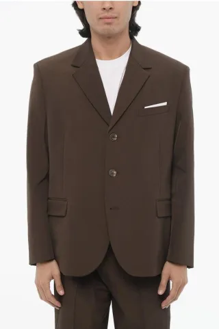 Slim Fit Blazer mit 3 Knöpfen, Seitenschlitzen und Revers in Braun