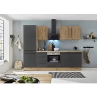 KOCHSTATION Küchenzeile KS-Florida mit 38mm starker Arbeitsplatte, Breite 270 cm, wahlweise mit E-Geräten, Soft-Close-Funktion