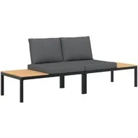 vidaXL Gartenlounge-Set 2-tlg. Garten-Sofagarnitur mit Kissen Schwarz Aluminium, (1-tlg)