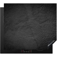 MuchoWow Herd-Abdeckplatte Beton - Schwarz - Industriell, Vinyl, (1 tlg), Ceranfeldabdeckung Küche, Herdabdeckplatte Einteilig, 60x52 cm