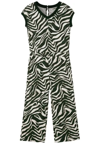 Street One - Gemusterter Jumpsuit grün - Gr. - 28