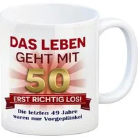 speecheese Tasse 50. Geburtstag Kaffeebecher mit lustigem Spruch: Vorgeplänkel