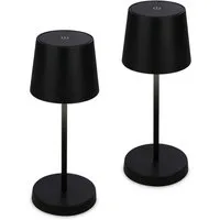 Briloner Leuchten Tischleuchte LED Tischlampe kabellos akku dimmbar In-/Outdoor Wohnzimmer, Doppelpack, LED fest integriert, 3.000K - Warmweiß, mit Akku, In-/Outdoor, USB-C, warmweiß, IP44, weiß, 35 cm
