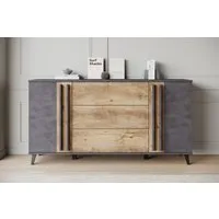 Home affaire Sideboard Helsinki, Kommode mit 2 Türen und 3 Schubladen, Breite 150 cm (1 St), Push-to-Open-Schubladen, höhenverstellbare Einlegeböden