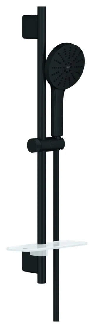 GROHE Brausestange-Set Euphoria 120 134884, 600mm 3 Strahlarten 5,2l/min matt black, 1348842430 1348842430