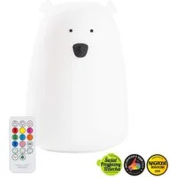 Rabbit & Friends LED Nachtlicht Bär Silikon Lampe mit Fernbedienung (weiß), LED fest integriert