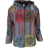 Guru-Shop Strickjacke Goa Jacke, Patchwork Sweatshirt Jacke - blau/bunt Hippie, Ethno Style, alternative Bekleidung