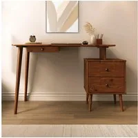 IDIMEX Schreibtisch PIERO, Homeoffice Tisch aus Massivholz mit Stauraum Kastanie Finish