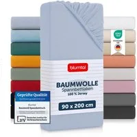 Blumtal Spannbettlaken Blumtal Basics 100% Baumwolle, Baumwolle, Gummizug: Rundum, (2 Stück), Jersey Bettlaken - atmungsaktiv, strapazierfähig und faltenfrei