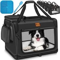 TRESKO Hunde-Transportbox Hundebox faltbar inkl. Leckmatte und Spatel bis 15,00 kg, Transportbox für Hunde und Katzen Hundetransportbox Hundetasche