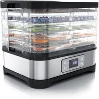 Arendo Dörrautomat mit Temperaturregler, 5 Etagen, 35-70°C, Edelstahl, Dörrgerät 260 W, 5 Etagen, Timer bis 72h, BPA-frei, Früchte/Gemüse/Fleisch, GS, Dehydrator