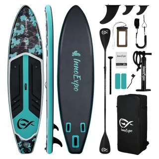 [EU Direct] InnoExpo SUPIE71P 350x89x15cm Inflatable Stand Up Paddle Board 230kg Capacity 3 Person Wide Stable Surfboard
