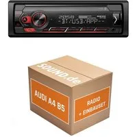 JUST SOUND best choice for caraudio Autoradio Einbauset Pioneer Pioneer MVH-S320BT Audi A4 B5 Autoradio (RDS, Abnehmbares Bedienteil, AM/FM Radio, Animiertes Display, Bluetooth, AUX Eingang, 1 DIN)
