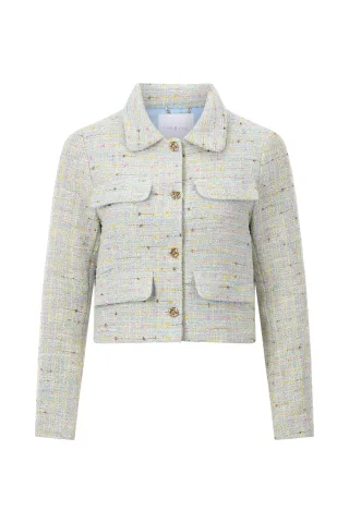 Rich & Royal - Cropped Bouclé jacket light aqua - Gr. - 36