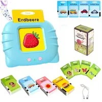 Forrlite Lernspielzeug Sprechende Lernkarten Deutsch & Englisch für Kleinkinder –224 Wörter (Geschenke für Kinder, akustisches Lernspielzeug,Kinder Geburtstagsgeschenk,12 Themen), 112 Blätter,interaktives Spielzeug,für Kinder ab 3 Jahren