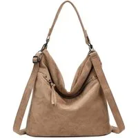 ITALYSHOP24 Schultertasche Damen Tasche Samt Shopper Hobo-Bag Umhängetasche Wildleder-Optik Reise, Crossbody Henkeltasche Beuteltasche Handtasche Velours CrossOver