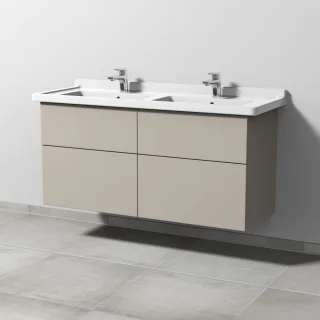 Sanipa 3way Waschtischunterbau zu Duravit Starck 3 Waschtisch mit 4 Auszügen, Kaschmir-Matt SP7131U