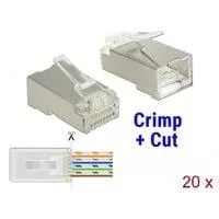 RJ-45 Crimp+Cut Stecker Cat.6 STP transparent, 20 Stück