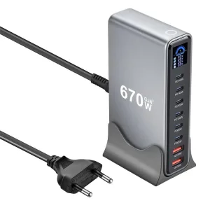 [GaN Tech] Bakeey YMX-LCD 670W 8-Port USB PD Charger with Digital Display 2USB-A+6USB-C PD QC Fast Charging Desktop Char