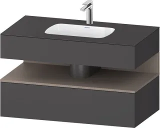 Duravit Qatego Einbauwaschtisch mit Konsolenwaschtischunterbau Graphit Matt 1000x550x600 mm - QA4786 QA4786043490010