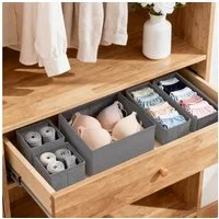 Sekey Aufbewahrungsbox Aufbewahrungsboxen Set us Vliesstoff Faltbare Stoffboxen Organizer (6 St), L (30×30×10×2, 15×30×10×2, 15×15×10×2) – für Schrank/Kleiderschrank