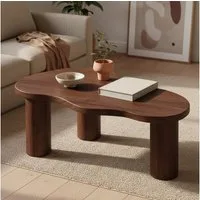 skølm Couchtisch Mani in organischer Form (Walnuss-Optik, lackiert), Beistelltisch aus Eichenholz, 100 cm lang & 55 cm breit