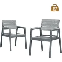 GUNJI Gartenstuhl Holzimitat Stapelstuhl verstärkter Alu-Outdoorstuhl, Belastung 180 kg (Set, 2 St), wasser- und sonnengeschützt, leicht, stabil Gartenstuhl