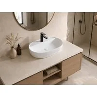 ART OF BAAN Waschbecken Aufsatzwaschbecken oval 61x40 cm – Keramik Waschbecken mit