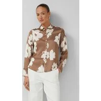 s.Oliver Langarmbluse Bluse Longbluse aus Satin mit All-over-Print