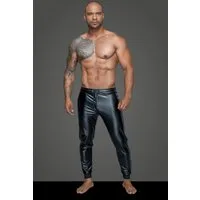 Noir Handmade Men Lederimitathose Herren-Hose in schwarz - M