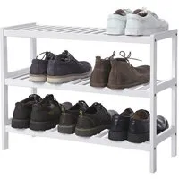 SONGMICS Schuhregal Schuhablage, Schuh-Organizer, für Wohnzimmer, Schlafzimmer, Badezimmer, Bambus, 3 Ebenen, Regal für Schuhe, Pflanzen, Bücher, 26 x 70 x 55 cm