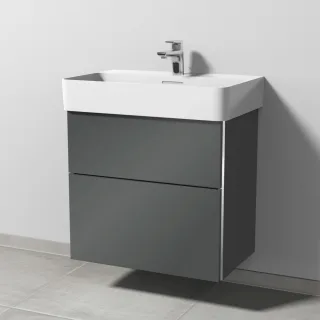 Sanipa 3way Waschtischunterbau zu Laufen VAL Waschtisch mit 2 Auszügen, Anthrazit-Glanz BS82279