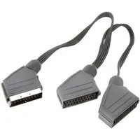 Vivanco SCART-Kabel Y-Adapter IN/OUT Verteiler Splitter Video-Adapter Scart zu Scart, Scart-Stecker zu 2x Scart-Buchse für TV DVD-Player Videorekorder